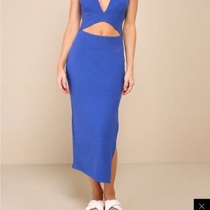 Lulus divide and contour black ribbed midi